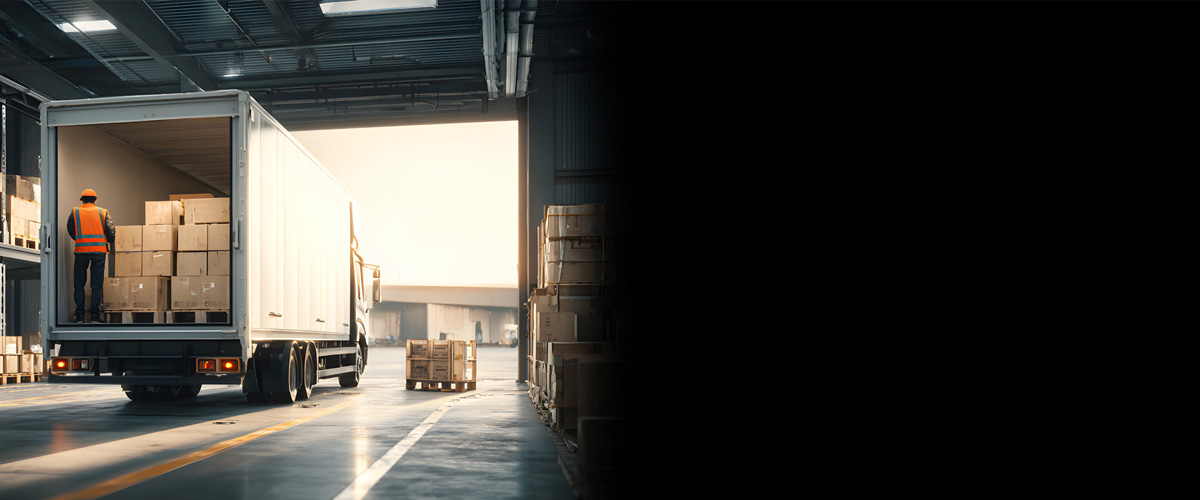 truck with boxes in loading bay
